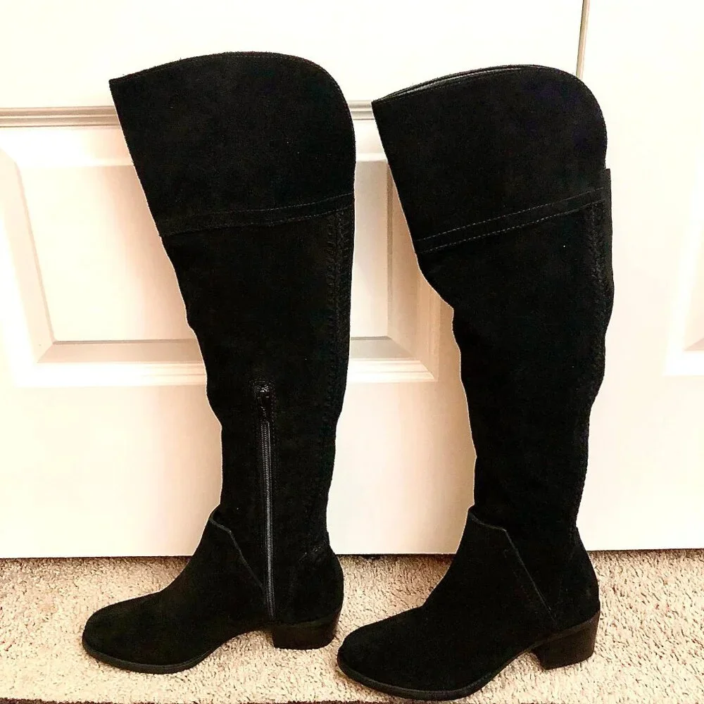 VINCE CAMUTO Bendra Tall Boot Over the Knee Black Suede 6 MSRP $238 NWOB